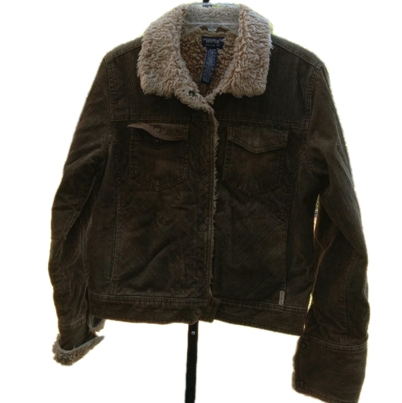 American Eagle Outfitters Jackets & Blazers - American Eagle Brown Cordouroy Sherpa Fleece Jacket Large